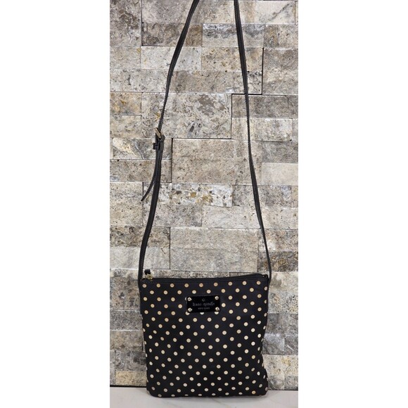 kate spade Handbags - Vintage Y2K Kate Spade Polka Dot Crossbody Small Black Bag Patent Leather Strap